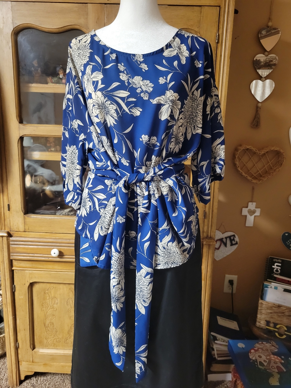 West Kei Royal Blue Floral Tie-Front Tunic